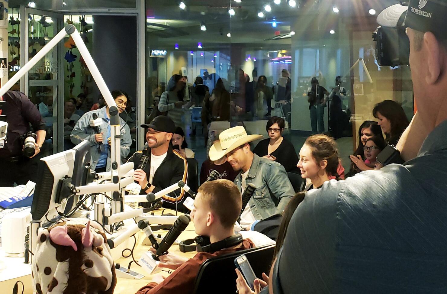 Dustin Lynch and Cody Alan at Seacrest Studios at Monroe Carell Jr. Children’s Hospital at Vanderbilt. 
