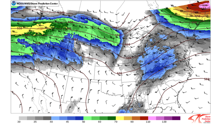 National Weather Service Wind map for Monday - in Knots