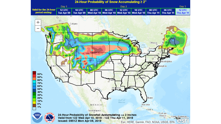 Snow Probability interactive map National Weather Service