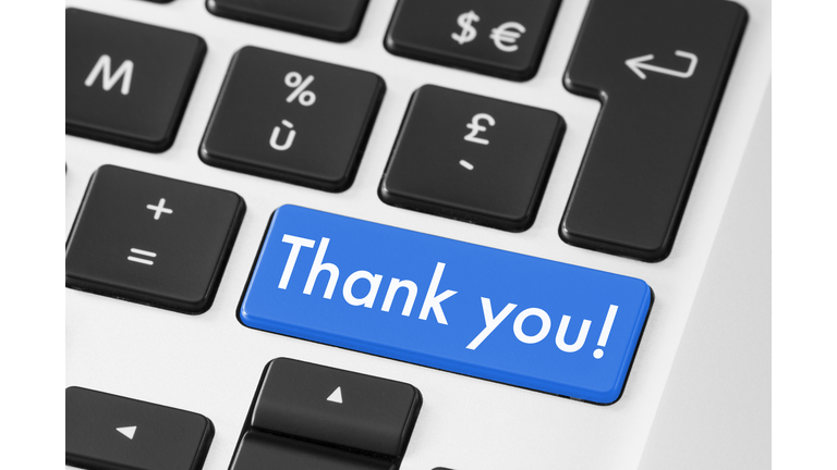 Thank you button keyboard for polite feedback