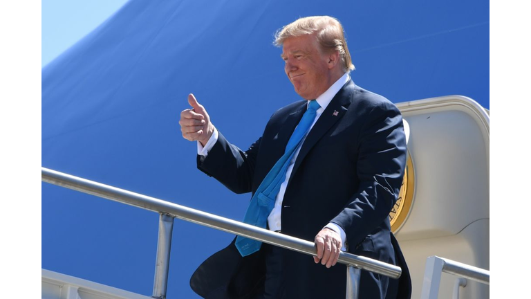 President Donald Trump arrives at San Antonio International Airport 