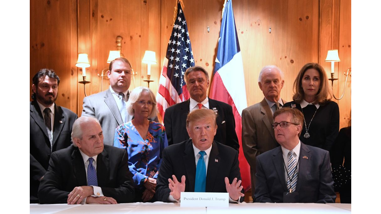President Donald Trump speaks during a round table with supporters in San Antonio