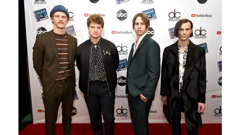 LOS ANGELES, CA - DECEMBER 31: (L-R) Mark Pontius, Isom Innis, Mark Foster and Sean Cimino of Foster the People attend Dick Clark's New Year's Rockin' Eve With Ryan Seacrest 2019 on December 31, 2018 in Los Angeles, California. (Photo by Kevin Winter/Getty Images for dcp)