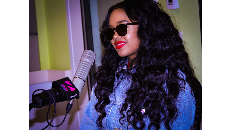 H.E.R. in the Z100 studio