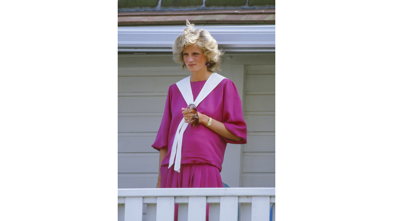 Diana, Princess of Wales, attends a Polo match at Smiths Lawn. Windsor