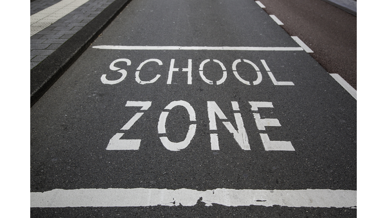 School signal on the asphalt