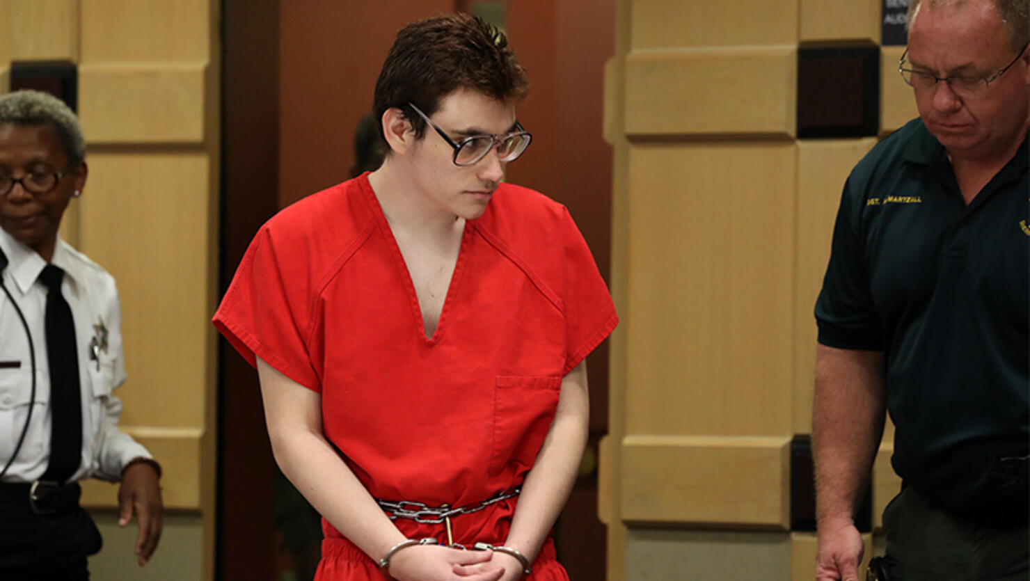 Parkland school shooter Nikolas Cruz enters the courtroom for a hearing at the Broward Courthouse in Fort Lauderdale