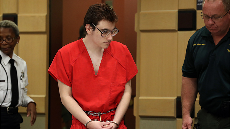 Parkland school shooter Nikolas Cruz enters the courtroom for a hearing at the Broward Courthouse in Fort Lauderdale