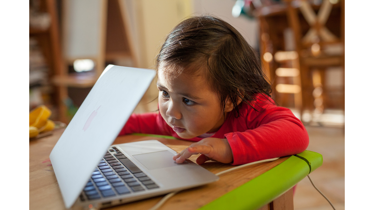 Toddler with laptop