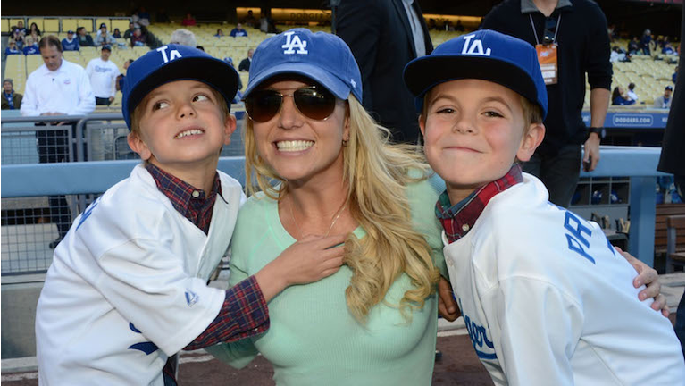 Britney Spears And Sons Visit Dodgers Stadium - April 17, 2013