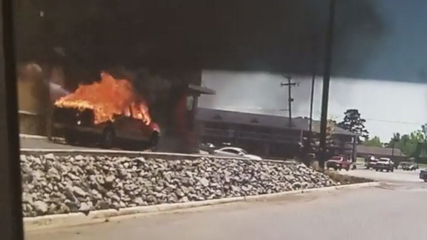 massive explosions at burger king drive-thru