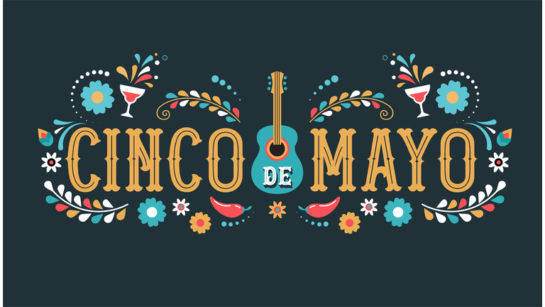 Cinco de Mayo - May 5, federal holiday in Mexico. Fiesta banner and poster design with flags