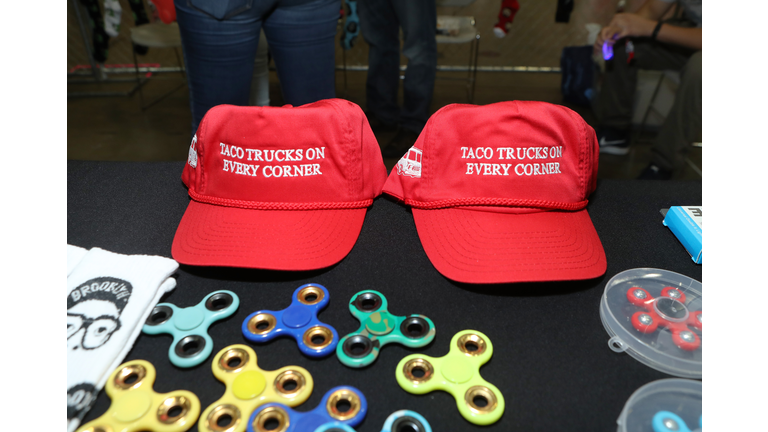 LOS ANGELES, CA - JUNE 25: Taco truck hats and fidget spinners are displayed during day two of the 2017 BET Experience Fanfest at Staples Center on June 25, 2017 in Los Angeles, California. (Photo by Randy Shropshire/Getty Images for BET)