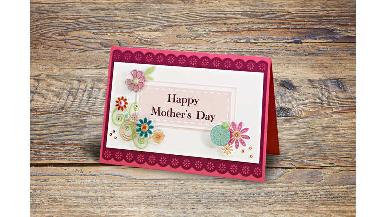 Handmade scratch greeting card  with Happy Mother day text