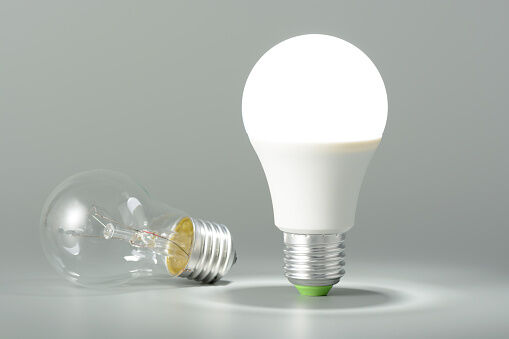 Glowing led lamp and incandescent bulb