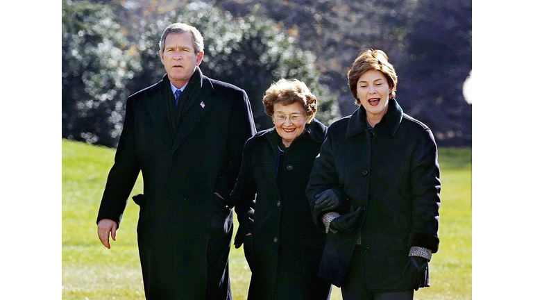 US President George W. Bush with First Lady Laura