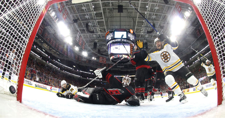 Boston Bruins v Carolina Hurricanes - Game Three (Bruce Bennett/Getty Images)