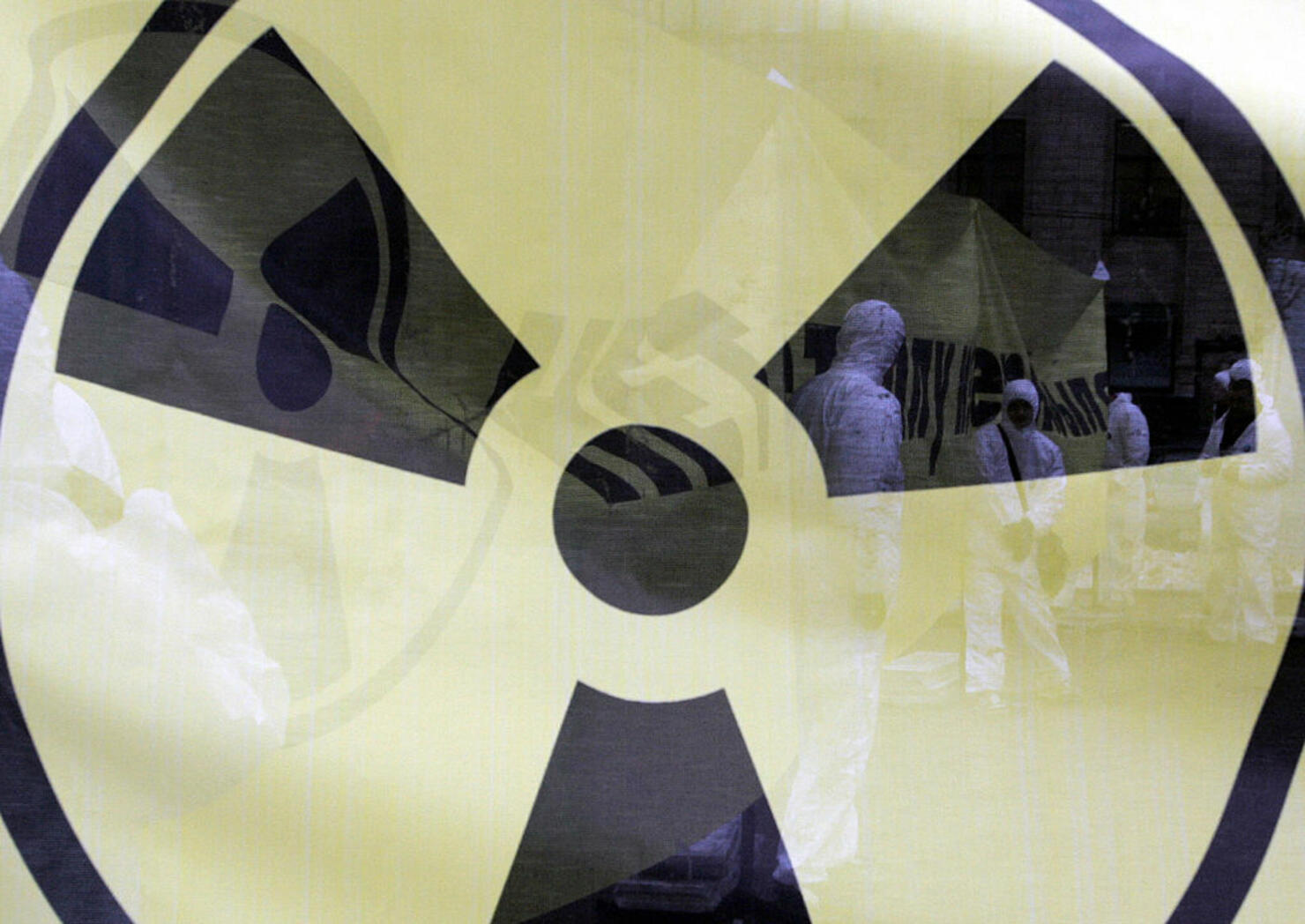 Ecological activists wearing protective