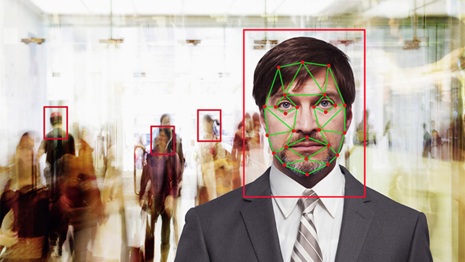 Facial recognition of Caucasian businessman