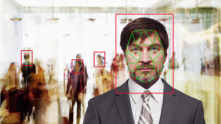 Facial recognition of Caucasian businessman