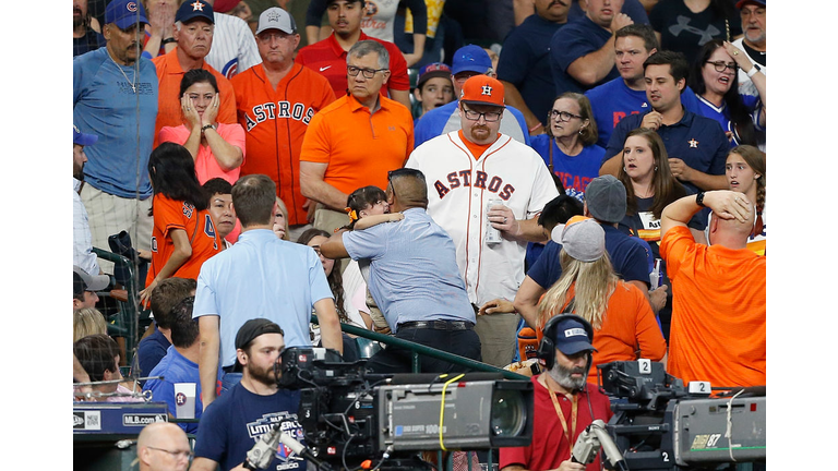 Foul ball off bat of Cubs player Albert Almora Jr. strikes child; play  briefly halted