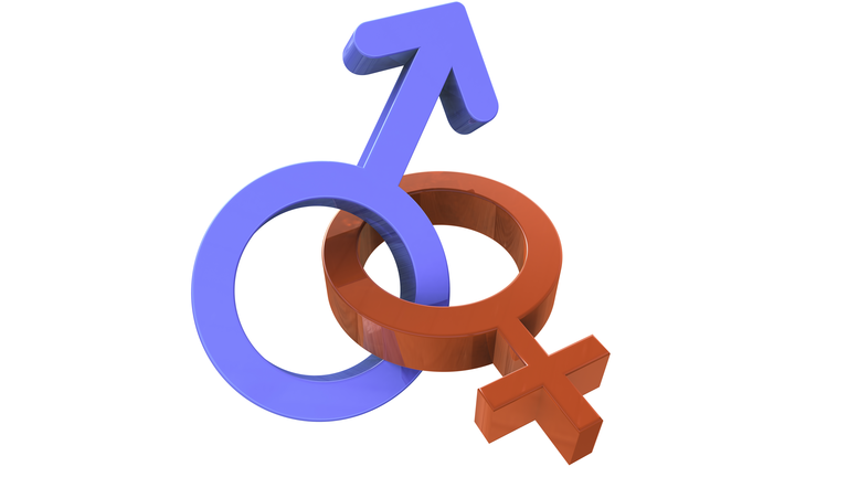 Male and female sign entangled