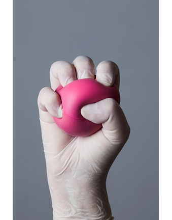 Person holding stress ball