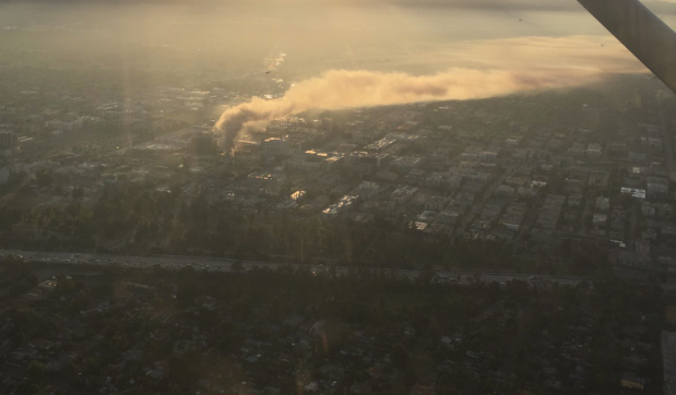 Fire Damages Strip Mall in North Hollywood