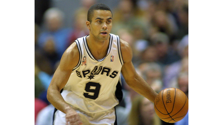 Tony Parker of the San Antonio Spurs brings the ba