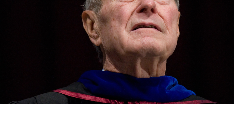 Former President George H.W. Bush listen