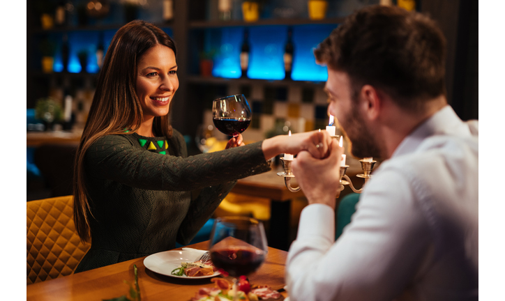 Couple having romantic dinner in a restaurant