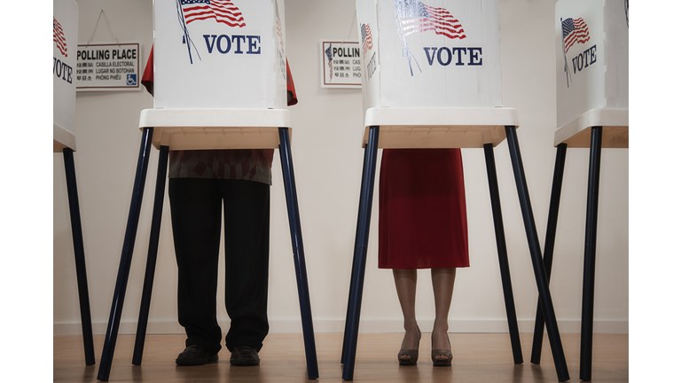 Voters voting in polling place