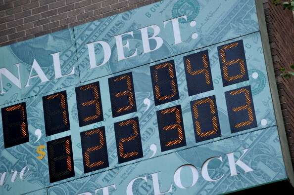Detail of the National Debt Clock, a bil