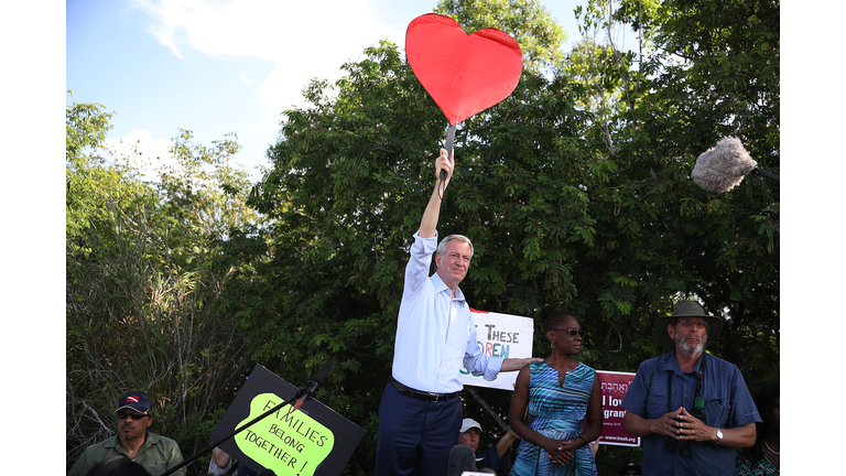 Democratic Presidential Candidate NYC Mayor Bill De Blasio Visits Homestead Facility Where Migrant Children Are Being Held