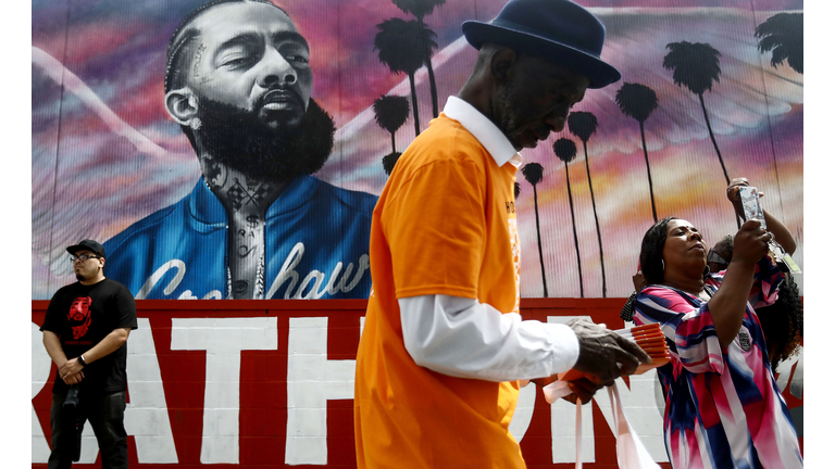 Funeral Procession Of Hip Hop Artist And Community Activist Nipsey Hussle Travels Through His L.A. Neighborhood