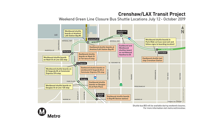 Green Line Wknd Service Suspension Planned Between Crenshaw, Redondo Stations