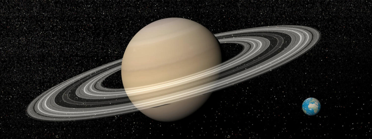 Saturn and earth - 3D render