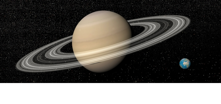 Saturn and earth - 3D render
