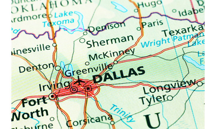 Dallas area in a map