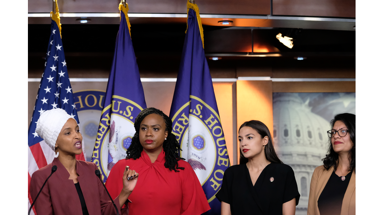 Congresswomen Ocasio-Cortez, Tlaib, Omar, And Pressley Hold News Conference After President Trump Attacks Them On Twitter