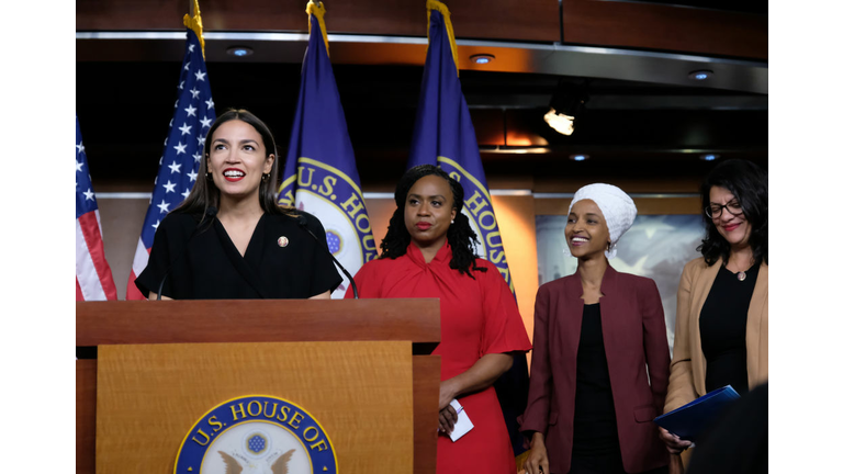 Congresswomen Ocasio-Cortez, Tlaib, Omar, And Pressley Hold News Conference After President Trump Attacks Them On Twitter