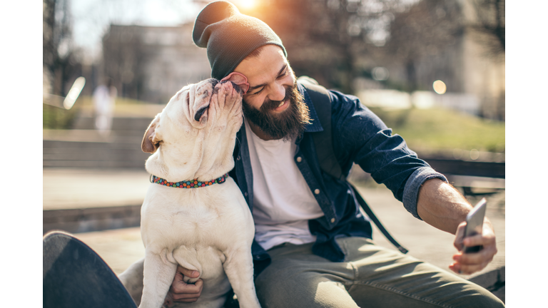 Man and dog in the park