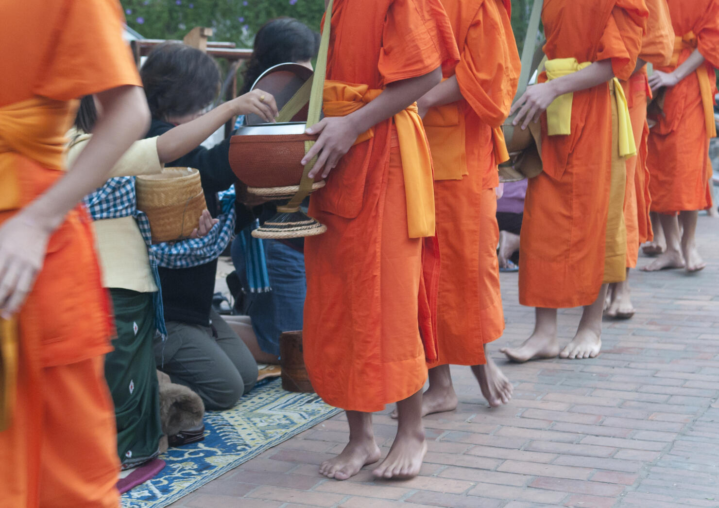 Monks Collecting Alms in Luang Prabang, Laos