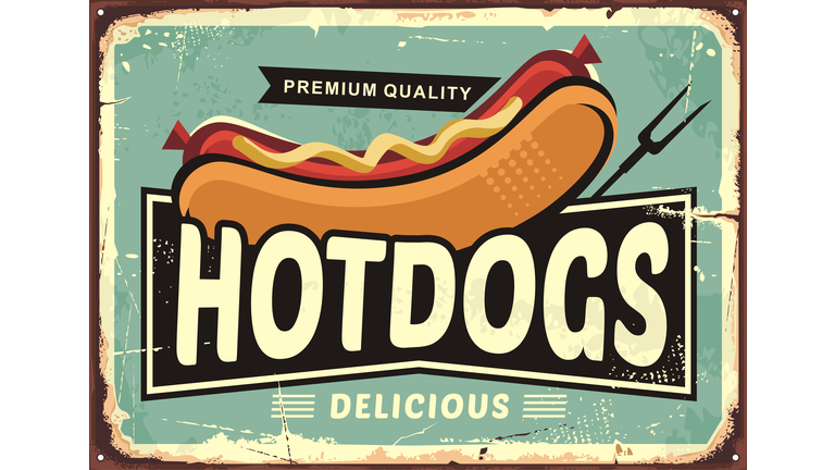 Hot dogs vintage tin sign idea