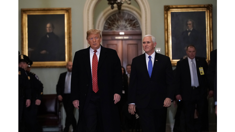 President Trump Attends Senate Republicans Weekly Policy Luncheons On Capitol Hill