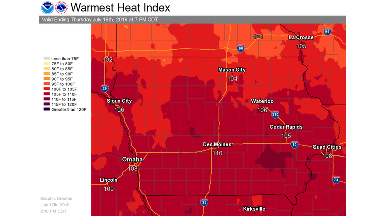Thursday heat indexes - National Weather Service 