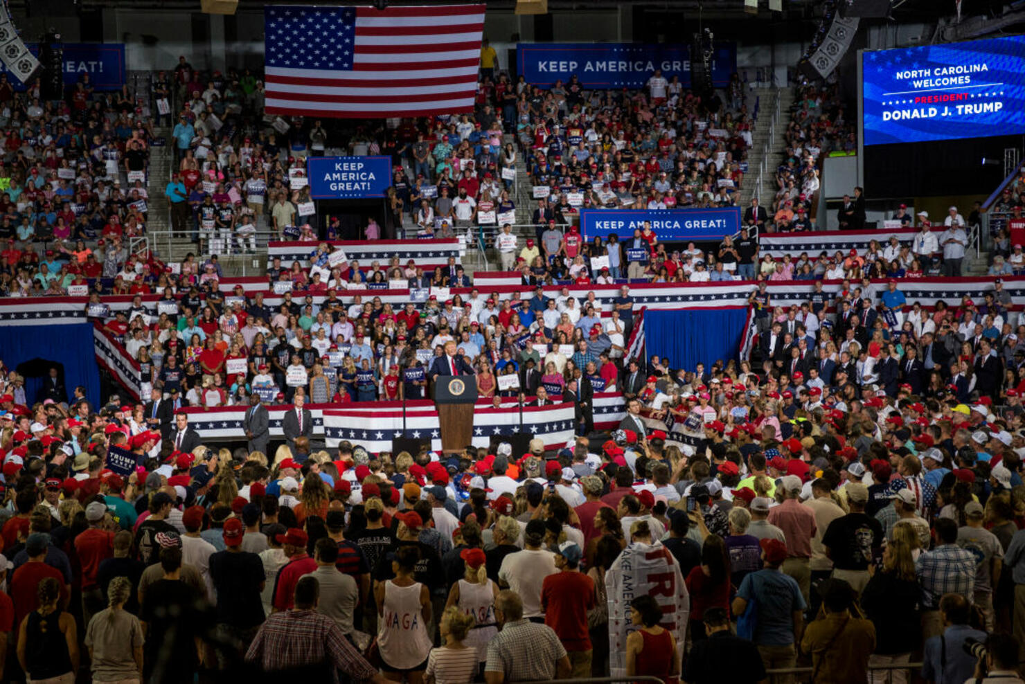 Donald Trump Holds "Keep America Great" Rally In Greenville, NC