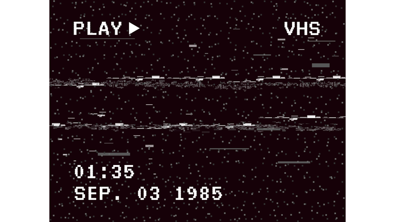 Glitch camera effect. Retro VHS background. Old video template. No signal. Tape rewind. Vector illustration