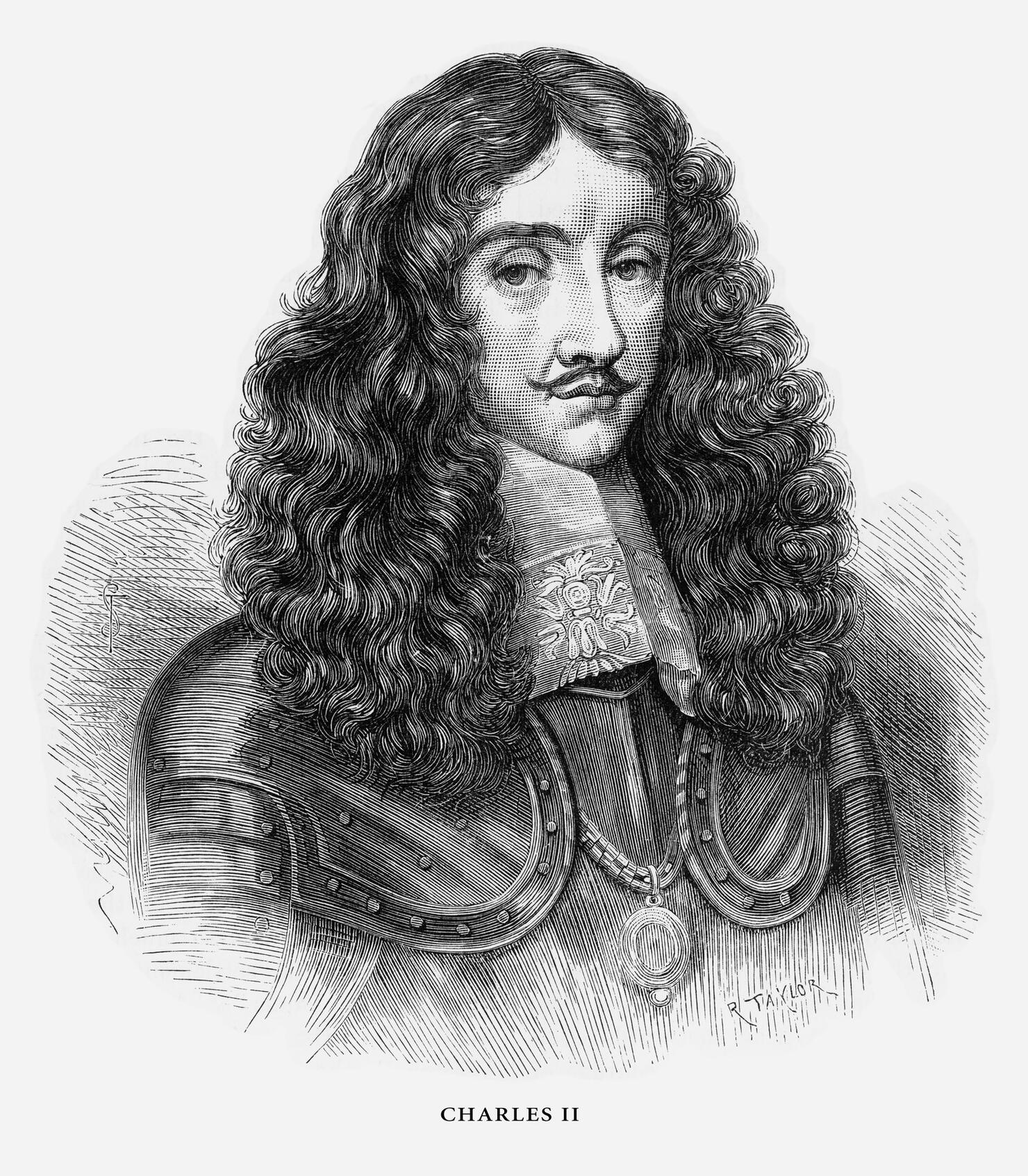 Charles II, King Charles II, English Victorian Engraving, 1887