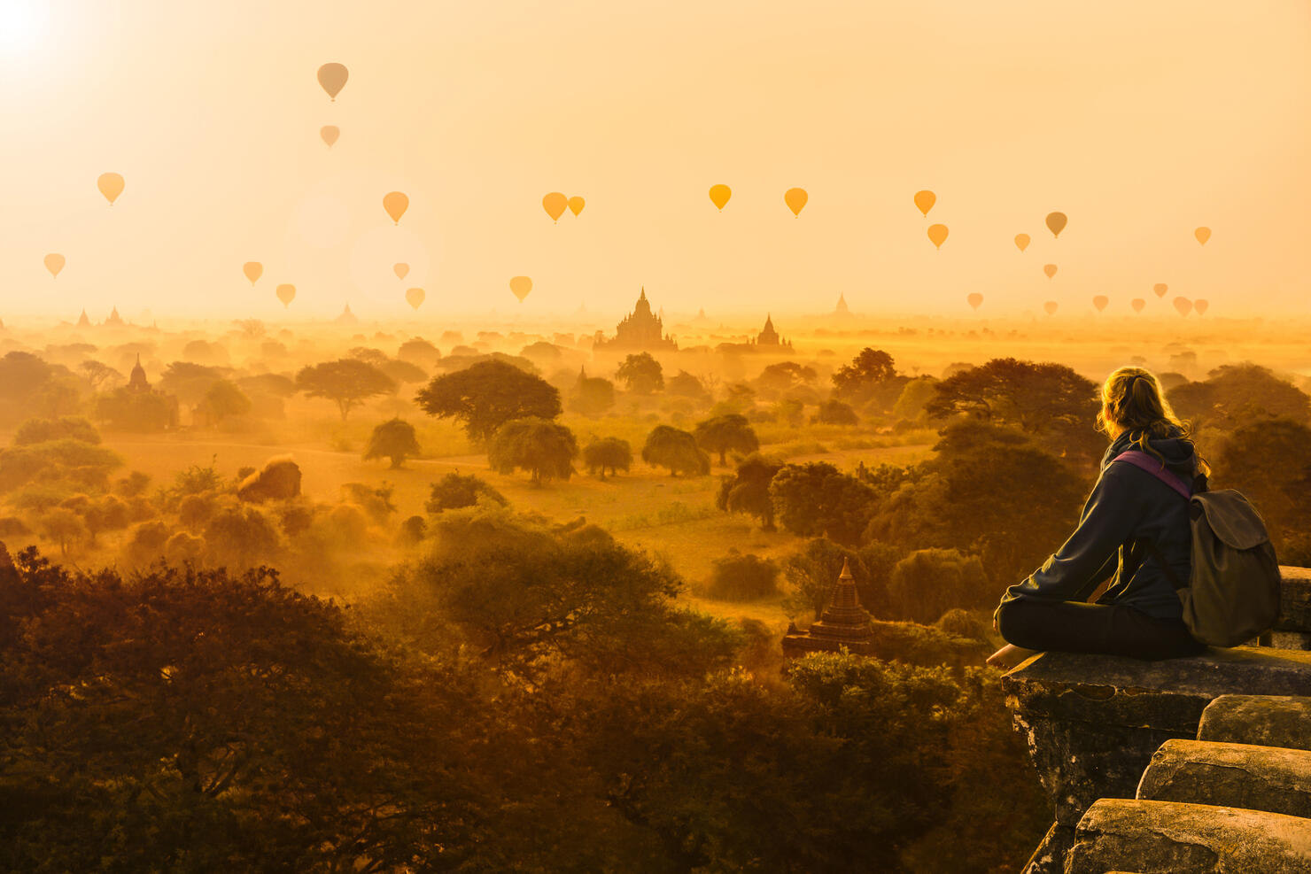 Hot air balloons in Bagan, Myanmar
